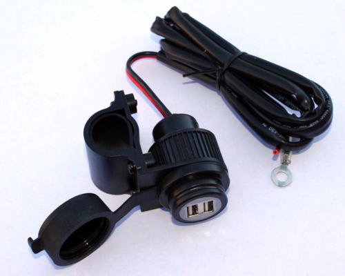 Cargador adaptador manillar moto USB doble cable