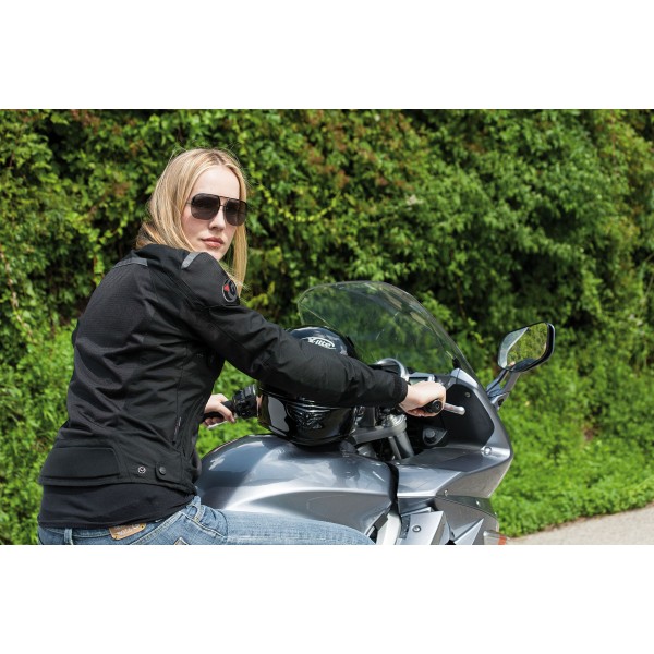 Chaqueta moto mujer de verano Garibaldi Tornado Pro negra en moto