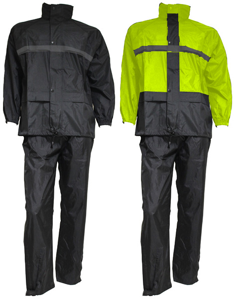 Ropa de lluvia para moto conjunto 2 pc. impermeable negro/amarillo fluor