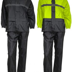Ropa de lluvia para moto conjunto 2 pc. impermeable negro/amarillo fluor