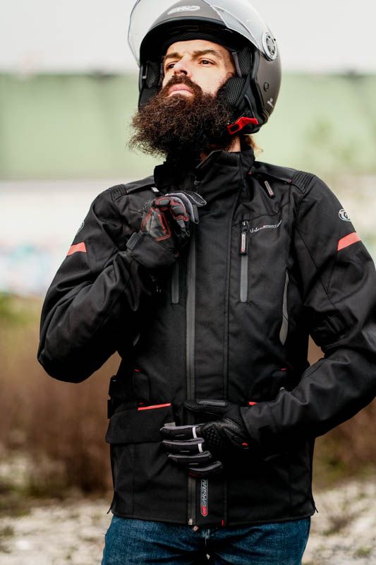 Chaqueta Moto Touring Hombre Negra-Fluor Invierno