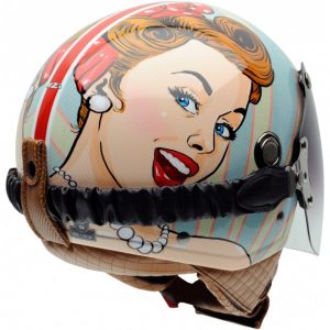 casco moto Nzi Tonup Visor Graphics Chica bonita back view