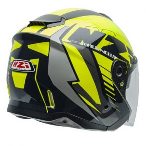 Casco moto Jet Nzi Avenew 2 Graphics Prova Yellow Black back view