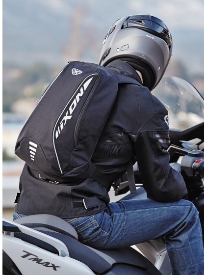 Mochila moto Ixon X-Street Negro/blanco espalda