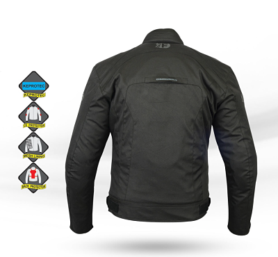 Pack oferta chaqueta Rider 2 negro y pantalón PL200 chaqueta detras