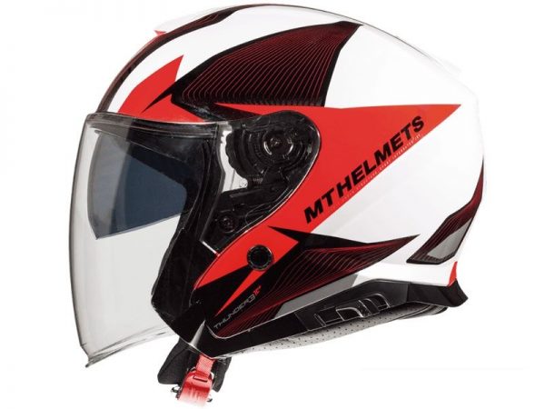 Casco moto MT Thunder3 Jet SV Wing A1 Gloss pearl Red lateral