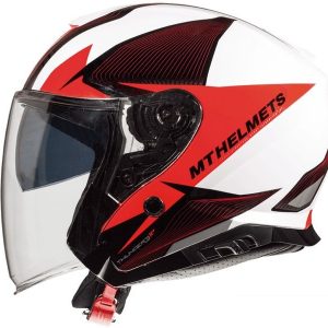 Casco moto MT Thunder3 Jet SV Wing A1 Gloss pearl Red lateral