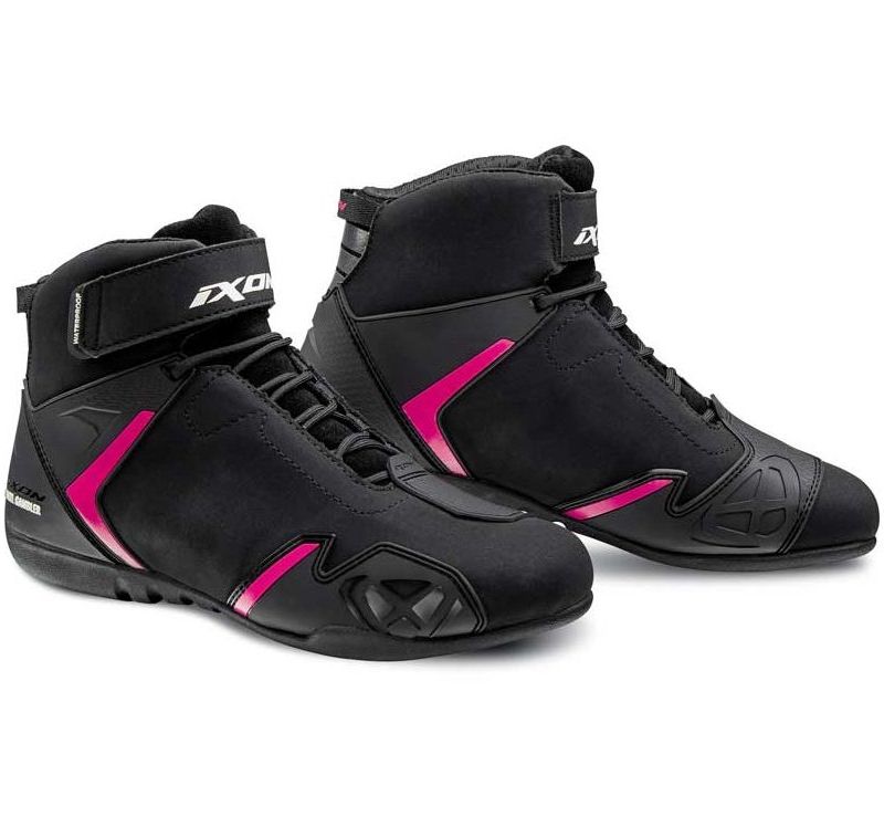 Botas moto bajas mujer Ixon negro/rosa