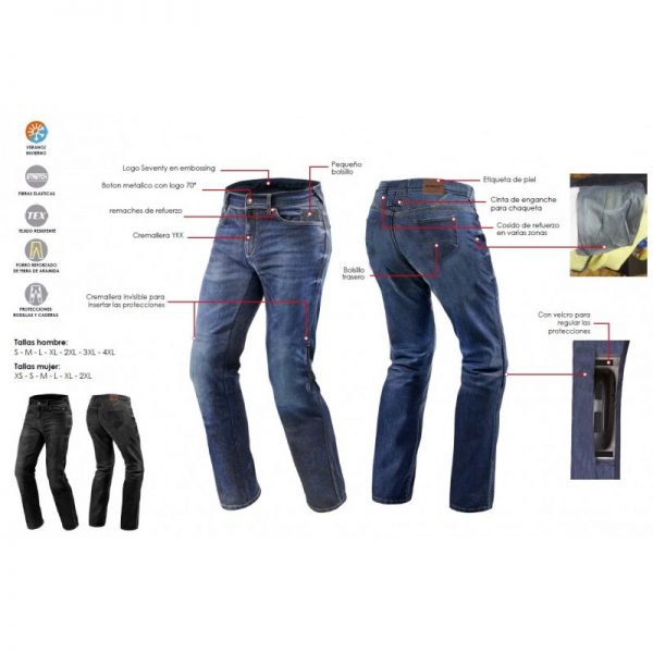 Pantalones vaqueros Kevlar Seventy SD-PJ2 Regular Fit detalles