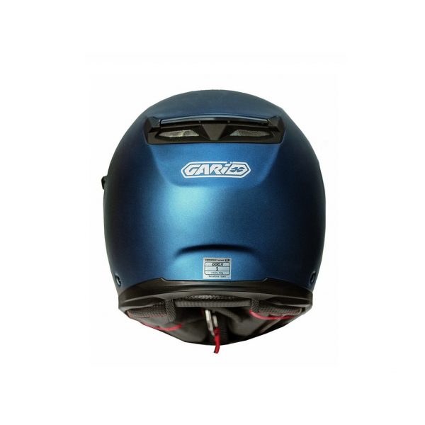 Casco integral moto fibras compuestas Garibaldi G90X Classic azul mate back